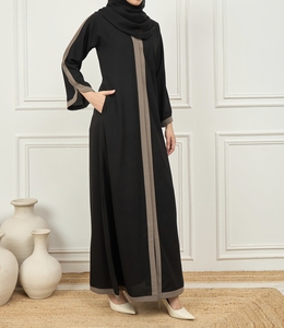 High Quality Beautiful Dubai Women Abaya Traditional Islamic Muslim Clothing & <b>Accessories</b> <b>Floor</b> Length Long Sleeves Front Open - Product Image 5