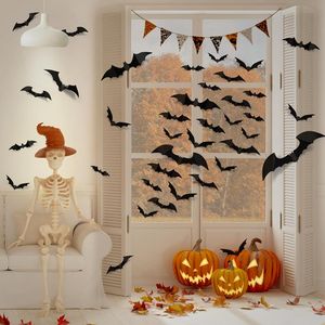 Decorazioni murali festa di Halloween 100 PVC pauroso 3D adesivi a pipistrello decalcomanie per interni interni fai da te a casa decorazione per porte per Halloween - Product Image 6