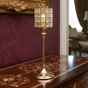 Crystal Tealight Pillar Candle Stand Decorative Showpiece for Home Wedding <b>Table</b> Decor - Product Image 6