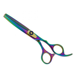 Tijeras de Peluquería Profesionales Multicolor de Acero Inoxidable Alemán para Desbastar, para Diestros, Punta Afilada, Mango Mediano, para Salón de Belleza - Product Image 1