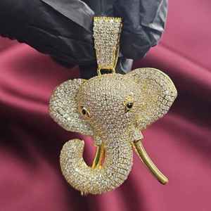 Elephant Pendant 22K Gold Plated <b>Crystal</b> Rhinestone Micro Pave Unisex Luxury <b>Animal</b> Charm Everyday Wear - Product Image 1