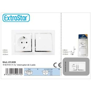 ExtraStar Single Pole Switch 83x83mm Wall <b>Socket</b> With <b>Cover</b> Plate For Home Use - Product Image 1