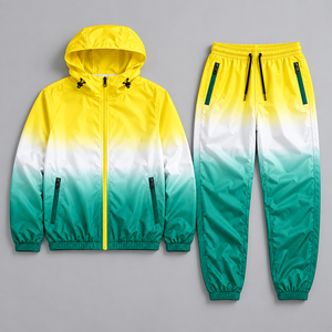 OEM Wholesale Custom Ombre Nylon Windproof Track Nylon Shorts USA <b>Men</b> Windbreaker Water Resistant <b>Jacket</b> Matching Sports Factory - Product Image 5