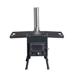 Caminetto portatile in ferro nero per la sopravvivenza invernale all'aperto camino pieghevole per la cottura della tenda di riscaldamento per il campeggio - Product Image 1