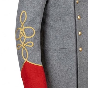 Nouvelle veste épaisse respirante et écologique pour homme, gris et rouge, style guerre civile britannique, col montant vintage, en tissu de laine, manteau chaud - Product Image 5