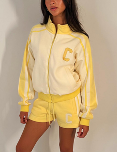 <b>Zip</b> <b>Up</b> Sweatshirt And Shorts Tracksuit Lounge Set Sporty Lightweight Polyester / Cotton Women's Sets Polyester/Cotton 280 GSM - Product Image 3