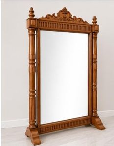 Aqdus Saleem Vintage Solid Wood Hand Carved Rustic Framed Wall <b>Mirror</b> Traditional Decor for Bedroom Living Room No Electricity - Product Image 1