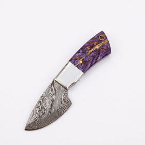 Couteau à dépecer artisanal en acier Damas, à pointe tombante et lame droite, avec manche en bois, 6 pouces, OEM/ODM DIY - Product Image 2