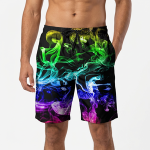 Shorts de Baño Casuales para Hombre, de Secado Rápido, Cintura Media, con Cordón, Estampado de Humo Colorido, Sublimados, de Poliéster - Product Image 3