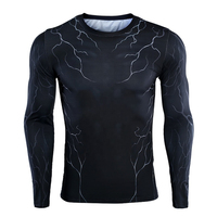 Chemise de sport pour homme à manches longues noire, impression par sublimation, séchage rapide, spandex, polyester, disponible pour la vente