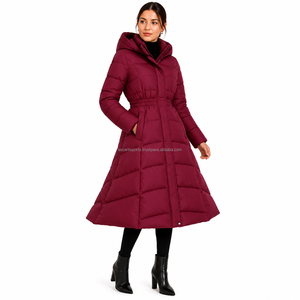 Vente en gros de manteaux longs à capuche pour femmes, doudounes épaisses isolées, exportation d'usine pour l'hiver - Product Image 3