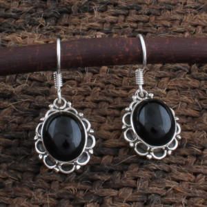 ต่างหูหยดน้ำออนิกซ์สีดำธรรมชาติ เงินแท้ 925 เครื่องประดับงานแต่งงานสุดหรูสำหรับผู้หญิง - Product Image 3