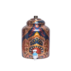 Colorful Patterned Water Dispenser With Spigot Vintage Style For Household Use Plastic Material <b>Top</b> <b>Load</b> Design - Product Image 1
