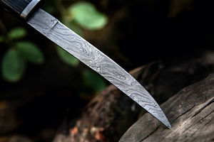 Cuchillo de Pesca Personalizado Hecho a Mano Burraq, Hoja de Acero de Damasco de 8/9 Pulgadas, Apto para Lavavajillas, Cuchillo para Filetear con Funda de Cuero, Regalo - Product Image 3