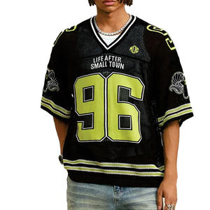 Novedades 2026: Camiseta de fútbol americano de malla atlética para hombre, 240 GSM, transpirable, estilo urbano, con número personalizado en sarga, OEM, al por mayor. - Product Image 3