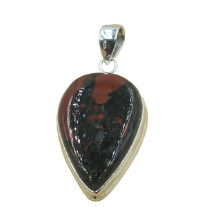 Colgante de Piedra de Sangre Natural en Plata de Ley 925, Hecho a Mano, con Cabujón en Forma de Lágrima, Joyería Curativa, Regalo para Mujeres, Novias y Ella - Product Image 1