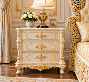 Grand Palace Style Golden Carved Wooden <b>Bed</b> Luxury Crown Round Wooden <b>Bed</b> for <b>Princess</b> Room Maharaja White Queen Size <b>Bed</b> Set UK - Product Image 4