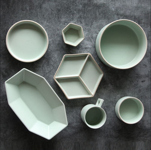 Premium White Blue <b>Ceramic</b> Dinner <b>Set</b> Gold Inlay Pattern Reusable Modern Luxury Stylish Serving Plates Decorative Soup Bowls - Product Image 2
