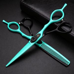 <b>Spring</b> <b>Clip</b> Screw Double Color Hair Scissors 6 Inch 9cr18 Steel Barber Cutting Scissors and Thinning Scissors - Product Image 2