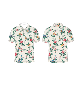 เสื้อโปโลลายดอกไม้เขตร้อนแบบกำหนดเอง ระบายอากาศได้ดี น้ำหนักเบา เหมาะสำหรับทีมกอล์ฟ แขนสั้น ผลิตด้วยเทคนิคการระเหิดสี เสื้อผ้ากีฬาประสิทธิภาพสูง - Product Image 4