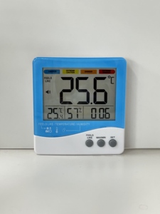 Medidor de Temperatura y Humedad con Alarma de Golpe de Calor, Reloj, Memoria de Máxima/Mínima, Interruptor °C/°F - Product Image 1