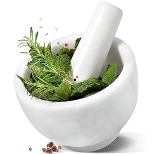 Mortero y pilón de mármol de gran tamaño para moler fácilmente especias masala y medicamentos herbales - Product Image 5