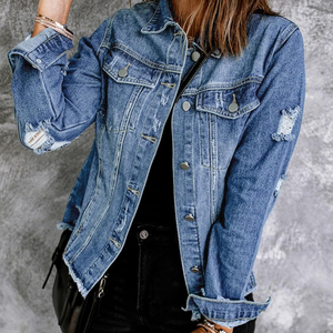 Chaqueta Vaquera de Invierno para Mujer, Forro de Algodón Transpirable, Impresión Personalizada, Servicio OEM, Manga Larga, Cierre de Botón, Alta Calidad - Product Image 2