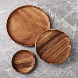 Assiettes en bois jetables rondes modernes de haute qualité personnalisées pour les fêtes de mariage, assiettes de service décoratives écologiques - Product Image 2