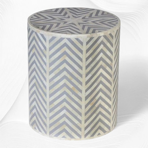 Taburete redondo de alta calidad con incrustaciones de hueso, color personalizado, muebles para el hogar de estilo indio a precio de mayorista. - Product Image 6