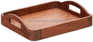 Plateau de service en bois de qualité supérieure, poli à la main, finition brûlée moderne, étanche, pour café et aliments, artisanat naturel - Product Image 5