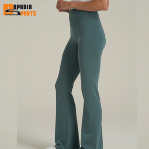 Best Quality Fashion Style Women's Mid Waist Polyester / Cotton <b>Leggings</b> Sportswear High Workout Breathable Women Flared <b>Legging</b> - Product Image 3