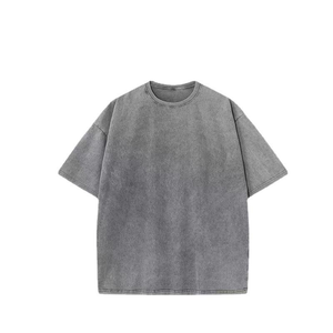 เสื้อยืดสไตล์วินเทจทรงปกติ แขนสั้น ล้างสีแบบแอซิดวอช สตรีทแวร์ ดีไซน์ขาดๆ ผ้าฝ้ายถัก 100% เป็นมิตรต่อสิ่งแวดล้อม - Product Image 2