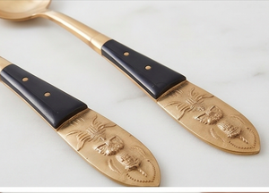 Cuillères à thé vintage en laiton avec poignée en forme de hibou, finition mate, compatibles lave-vaisselle, ensemble de couverts pour usage domestique - Product Image 2