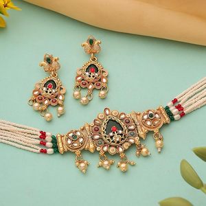 Parure de bijoux plaqué or en alliage, design géométrique tendance, avec zircon et perles d'imitation, style vintage, pour femme, idéale pour mariage - Product Image 2