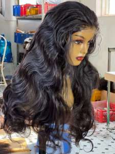 Vente en gros de cheveux humains indiens Remy longs pour tissage sans colle, densité 180%, dentelle transparente, pré-épilés, cuticules alignées, pour femmes noires - Product Image 4