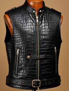 Chaleco de Cuero Repujado para Hombre o Chaleco Estilo Motero - Product Image 1