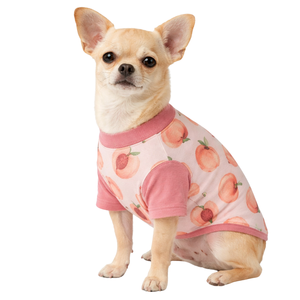 เสื้อกันแดดสำหรับสุนัข ลายพีช น้ำหนักเบา ป้องกันรังสียูวี เสื้อยืดสำหรับสัตว์เลี้ยงฤดูร้อน เนื้อผ้านุ่ม ยืดหยุ่น ระบายอากาศได้ดี เสื้อผ้าสำหรับสุนัข - Product Image 1