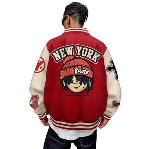 แจ็กเก็ตเลตเตอร์แมนสำหรับผู้ชายเสื้อแจ็คเก็ตแขนเสื้อหนังมีตัวอักษรปรับแต่งได้ - Product Image 1