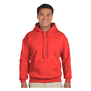 <b>Mens</b> Heavyweight <b>Red</b> Fleece <b>Hoodie</b> Pullover Sweatshirt With Kangaroo Pocket And Adjustable Drawstring Hood For Daily Casual Wear - Product Image 1