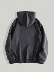 <b>Men</b> Hooded Zip Up <b>Sweatshirt</b> Black <b>White</b> Print Oversized Regular Fit Knitted Polyester Streetwear Autumn Style - Product Image 4