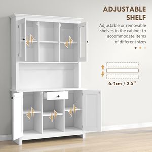 Freestanding bianco rustico armadio dispensa cucina scaffali regolabili supporto a microonde pannello Beadboard cassetto Buffet Hutch Buffet - Product Image 6