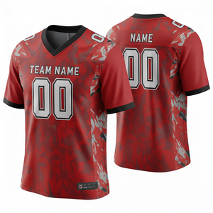 Maillot de football américain personnalisé imprimé par sublimation pour adultes, manches courtes, respirant, option grande taille, 100 % polyester, col en V - Product Image 5