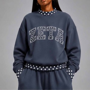 Zeta Premium <b>Mock</b> <b>Neck</b> Sweatshirt Women Men Ladies Unisex Ribbed Cuff Polka Dot Gingham Patch Clothing - Product Image 5