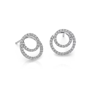 Boucles d'oreilles circulaires en or 14 carats avec diamants (naturels) à double boucle, design circulaire léger, idéales pour une utilisation régulière et élégante. - Product Image 3