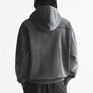 Sudadera con Capucha para Hombre, Color Gris Oscuro, con Bolsillo, 100% Algodón Felpa, Secado Rápido, Corte Regular, Informal de Invierno, 300g - Product Image 3