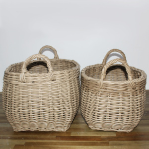 <b>Plastic</b> storage <b>baskets</b> woven organizer kitchen storage <b>basket</b> with lid round <b>plastic</b> rattan <b>basket</b> for clothes and fruit - Product Image 2