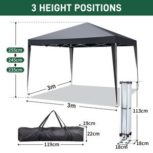 Gazebo Pieghevole 3x3 Metri, Tenda Portatile per Giardino, Patio, Eventi, Matrimoni, Pergola e Gazebo - Product Image 3