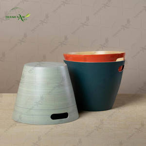 Spun Bamboo Trash <b>Bin</b> Eco Friendly Handcrafted Bamboo <b>Waste</b> Basket for Home Hotel Bathroom Use - Product Image 4