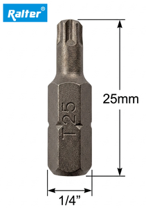 Ralter <b>Torx</b> Bit T25 (MagicRibs) 25mm 1/4 Inch Hex Industrial Grade Matte Finish W/PP Bag - Product Image 1