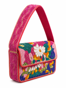 Luxury Handmade Avocado Glass Beaded Geometric Pattern Shoulder Bag Women Designer Fashion Handbag Daily Use Custom OEM ODM - Product Image 2